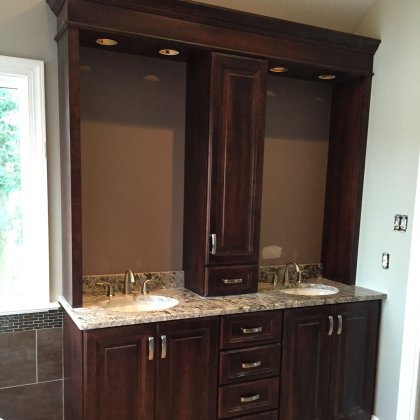 Custom bathroom cabinet and tower