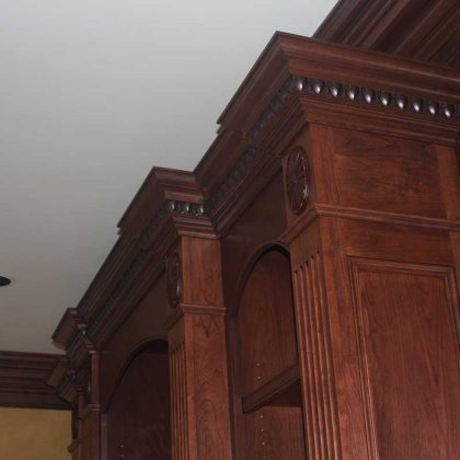 stained living room cabinetry