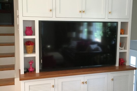 bookcase around tv